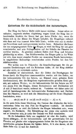 116. Kriterium für die Sichtbarkeit des Saturnringes.