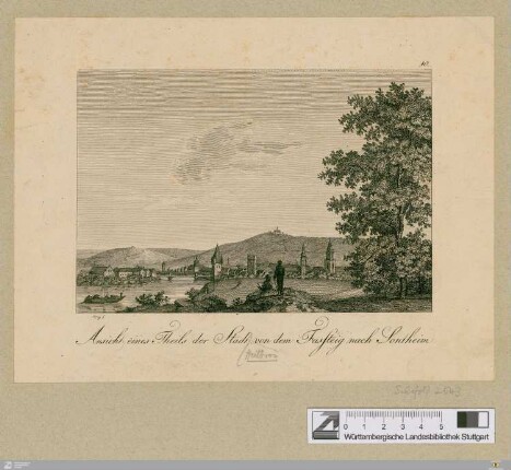 Ansicht eines Theils der Stadt von dem Fussteig nach Sontheim
