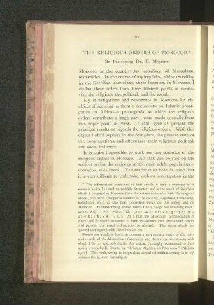 The Religious Orders of Morocco.