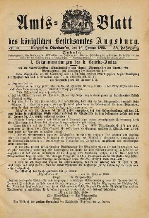 Amtsblatt des Bezirksamtes Augsburg. 1890