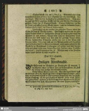 Das XIV. Capitel. Vom Heiligen Abendmahle