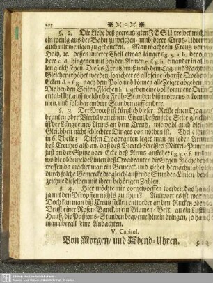 Cap. V. Von Morgen- und Abend-Uhren