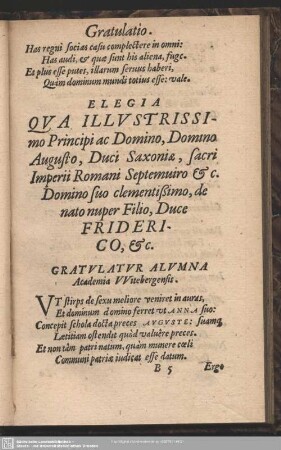 Elegia Qua Illustrissimo Principi ac Domino, Domino Augusto, Duci Saxoniae