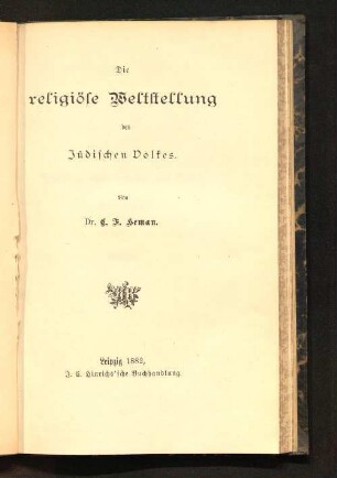 Die religiöse Weltstellung des jüdischen Volkes