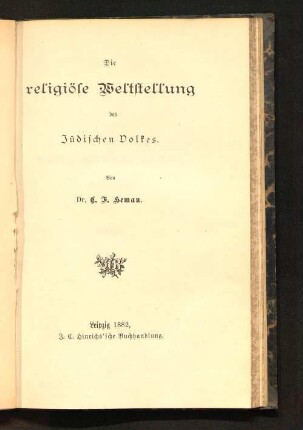 Die religiöse Weltstellung des jüdischen Volkes