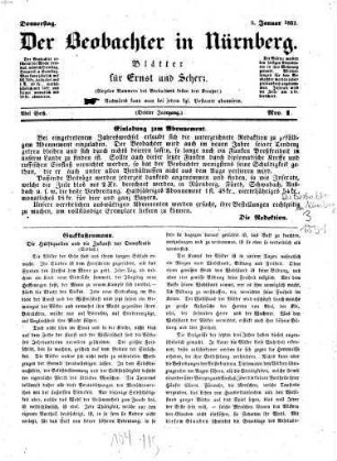 Der Beobachter in Nürnberg : Blätter für Ernst und Scherz. 1851, 1851 = Jg. 3