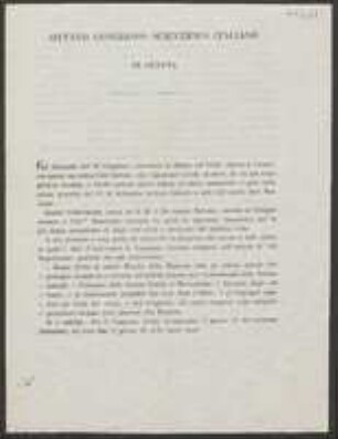 Ottavo congresso scientifico italiano