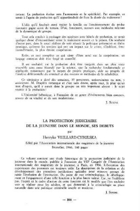 290, La protection judicaire de la jeunesse dans le monde, par Henryka Veillard-Cybulska