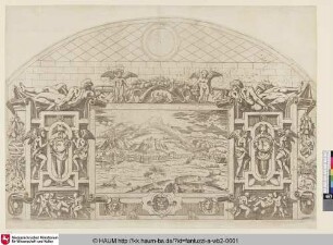 [Paysage au milieu d'un montant d'ornements; Landscape in a Cartouche; Landschaft in einer Kartusche]