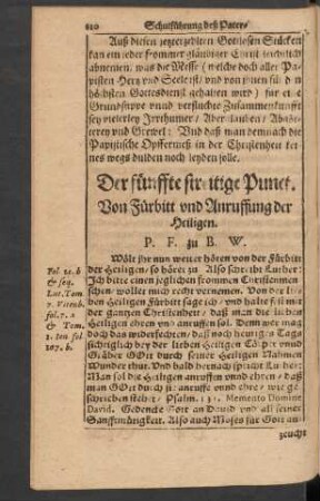 Der fünffte strittige Punct. Von Fürbitt und Anruffung der Heiligen.