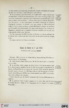 Séance du Comité du 7 août 1873