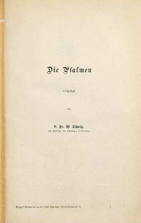 Die Psalmen und die Sprüche Salomos