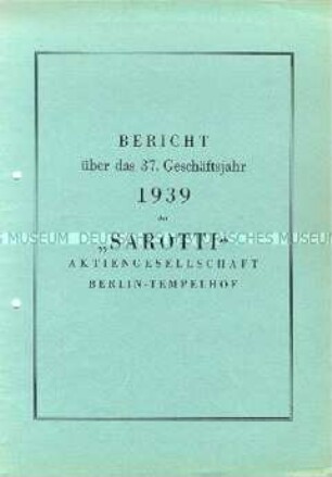 Geschäftsbericht für das Jahr 1939 - Sachkonvolut