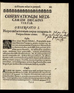 Observationum Medicarum Decadis Tertiæ.