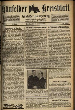Zweite Ausgabe vom Samstag, den 18. Januar 1930.