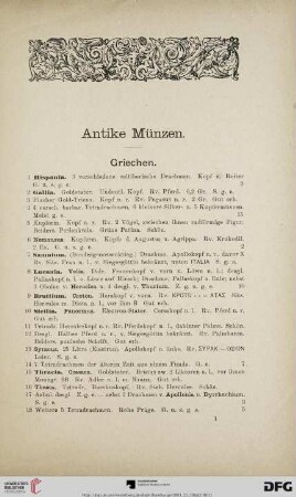 Antike Münzen (Nr. 1-198)
