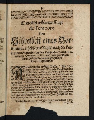 41-47, Catholischer Kriegs-Rath de Tempore ...