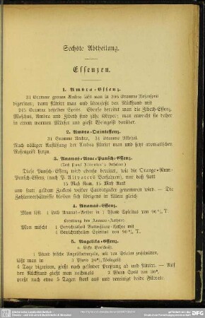 Sechste Abtheilung. Essenzen