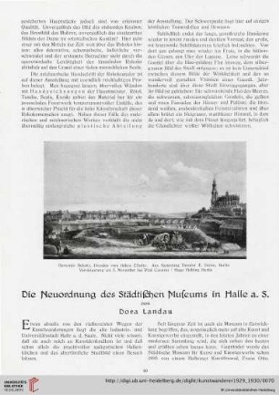 11/12: Die Neuordnung des städtischen Museums in Halle a. S.