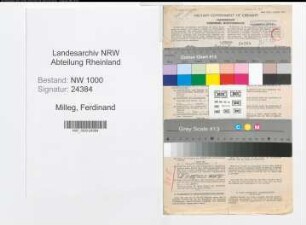 Entnazifizierung Ferdinand Milleg, geb. 27.10.1910 (Angest.)