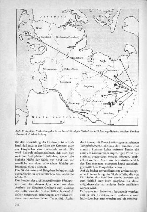 Abb. 7: Ratekau, Verbreitungskarte der lanzettförmigen Pfeilspitzen in Schleswig-Holstein mit dem Fundort Naschendorf, Mecklenburg.