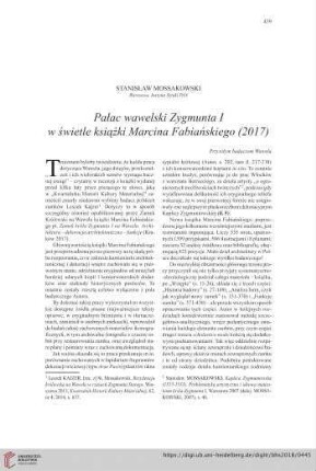 80: Pałac wawelski Zygmunta I w ¬świetle książki Marcina Fabiańskiego (2017)
