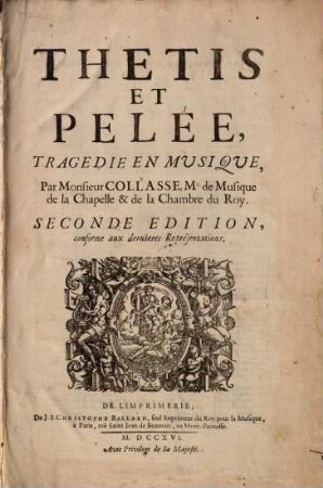Thétis et Pélée : tragedie en musique