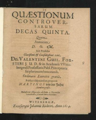 Quaestionum Controversarum Decas Quinta