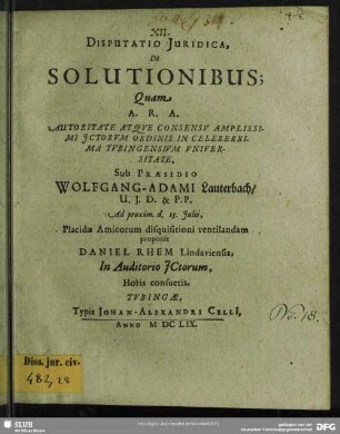 Disputatio Juridica, De Solutionibus