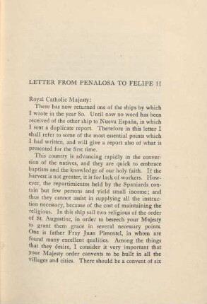 Letter from Penalosa to Felipe II