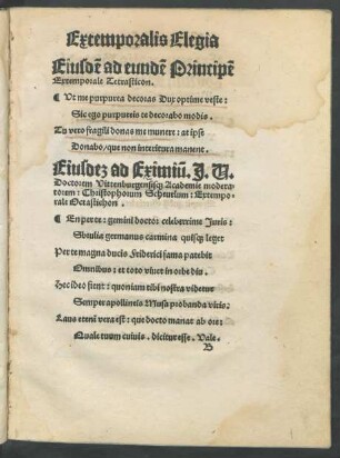 Eiusdem ad eundem Principem Extermporale Tetrasticon.