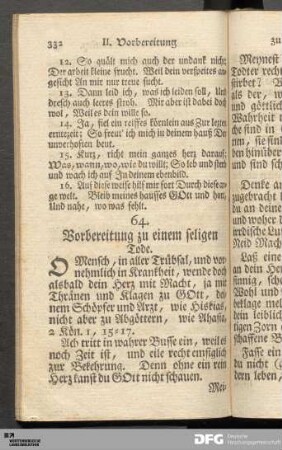 Vorbereitung zu einem seligen Tode.