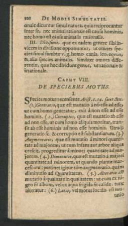 Caput VIII. De Speciebus Motus.
