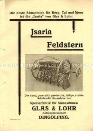 Isaria Feldstern / die neue, gesetzlich geschützte, billige, stabile Schubraddrillmaschine