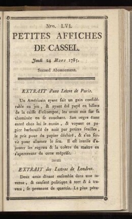 No LVI (Jeudi 24 Mars 1785)