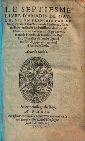 Le ... livre d'Amadis de Gaule, 7.