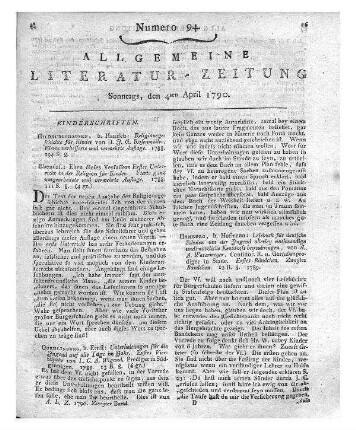 Neues Spruchbuch oder Sammlung auserlesener Bibelstellen über die gewöhnlichen Sonn- und Festtagsevangelia. Leipzig: Haug 1789