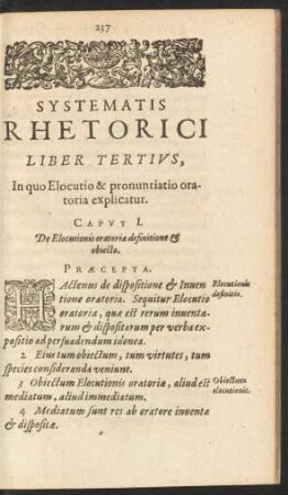 Caput I. De Elocutionis oratoria definitione & obiecto.
