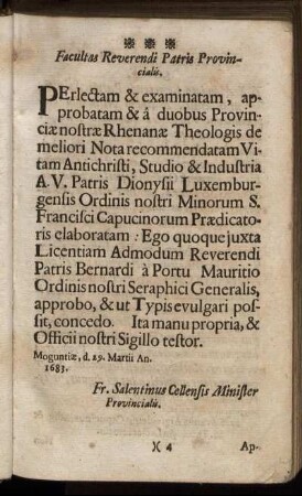 Facultas Reverendi Patris Provincialis.