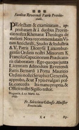 Facultas Reverendi Patris Provincialis.