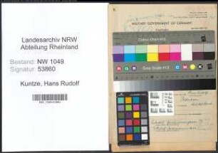 Entnazifizierung Hans Rudolf Kuntze , geb. 29.03.1917 (Verwaltungsangestellter)