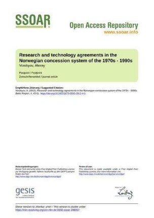 Research and technology agreements in the Norwegian concession system of the 1970s - 1990s