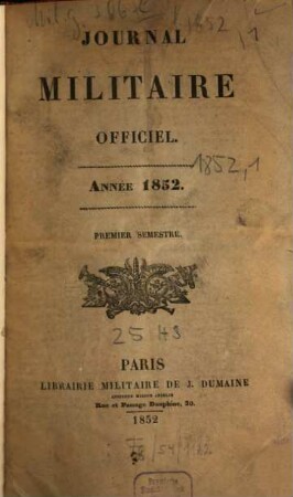 Journal militaire officiel. 1852,1