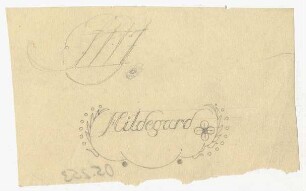 Kalligrafiestudie : Ornamentale Gestaltung des Namens Hildegard mit vegetabilen Formen