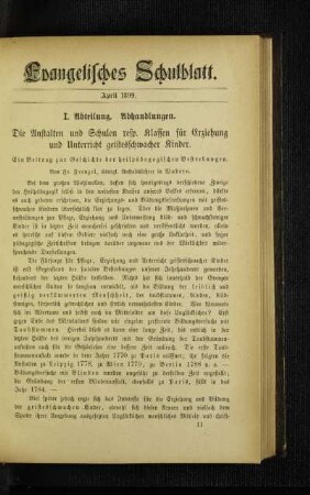 ¬Die¬ Anstalten und Schulen resp. Klassen und Erziehung und Unterricht geistesschwacher Kinder