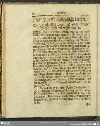 VII. Das Königsbergische Urthel
