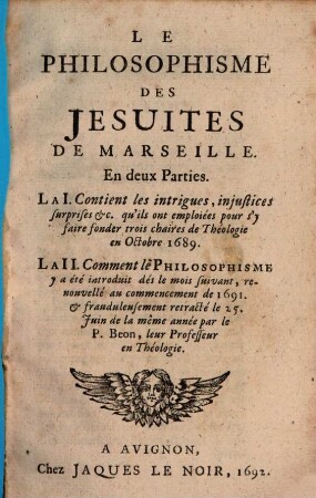Le Philosophisme des Jesuites de Marseille