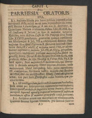 Caput I. De Parrhesia Oratoris Ipsa.