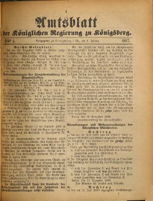 Amtsblatt der Preussischen Regierung zu Königsberg. 77. 1887