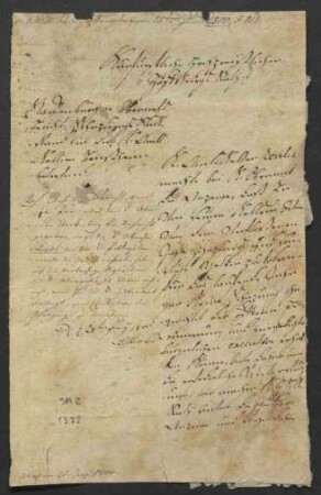 Schreiben (des Amtmanns) von Starkenburg vom 21. Juni 1800 an den kurfürstlich-mainzischen Hofkriegsrat betreffend Starkenburg und den Oberamtsbericht zum Schatzungssteuerrückstand in der Amtskellerei Bensheim